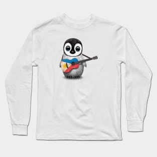 Baby Penguin Playing Filipino Flag Guitar Long Sleeve T-Shirt